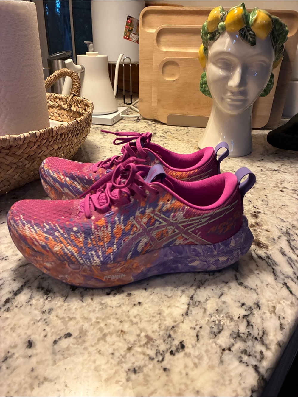 ASICS Women's Pink Purple Orange Patterned Running Shoes